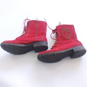 Red Skull head boots with side zipper Size Eur 39